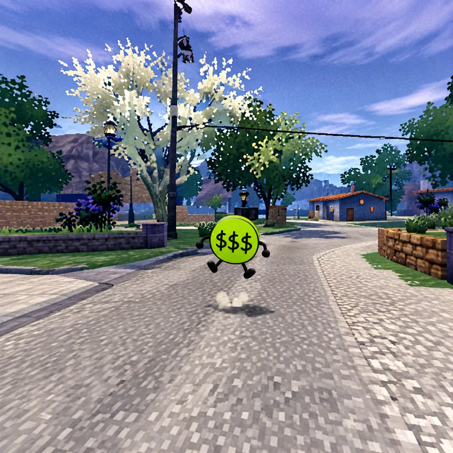 The coin bouncing off the asphalt of a quiet street