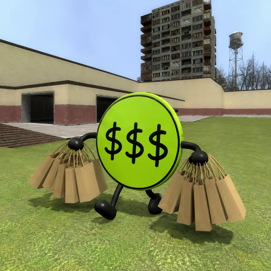 The coin walking out of a mall with a dozen shopping bags